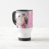 Foto van Cute White Dog Personalize with name roze Reisbeker (Voorkant links)