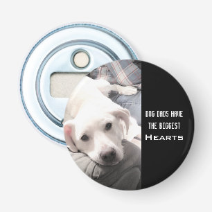 Foto van Cute White Puppy Dog met pa Best Friend Button Flesopener