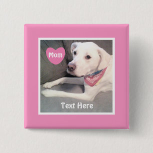 Foto van Cute Witte Labradormix Hond Roze Moeder Vierkante Button 5,1 Cm