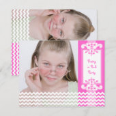 Foto van de 12e verjaardag van het  roze meisje kaart (Voorkant / Achterkant)