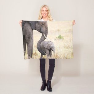 Foto van de baby van de liefhebber van de olifant fleece deken