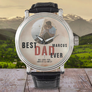 Foto van de beste vader van Trendy Waterverf Vader Horloge