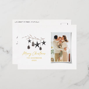 foto van de botanische kerstfoto van het hedendaag folie feestdagen briefkaart