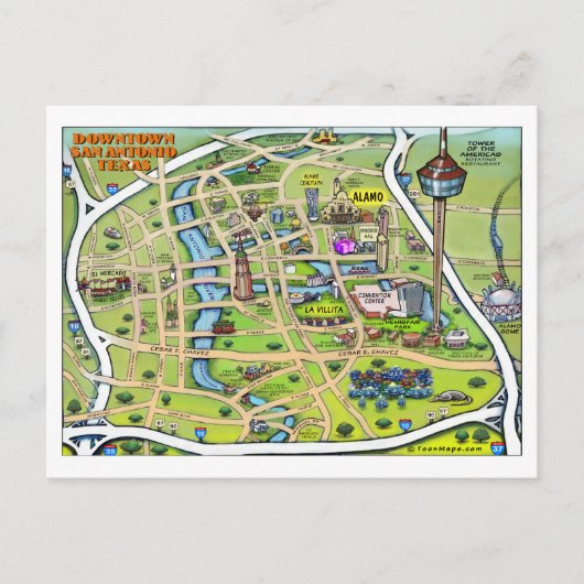 Foto van de Cartoon van San Antonio Briefkaart (Voorkant)