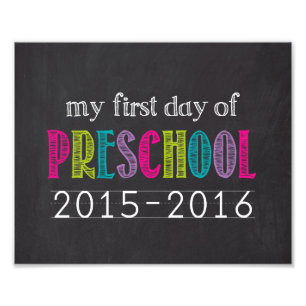 Foto van de eerste dag van de preschool-tekentafdr afdruk