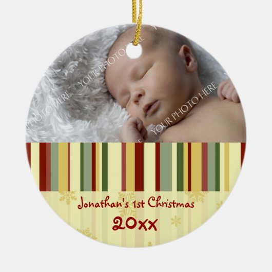 Foto van de eerste kerstversiering van de baby keramisch ornament (Voorkant)