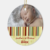 Foto van de eerste kerstversiering van de baby keramisch ornament (Links)