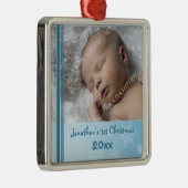 Foto van de eerste kerstversiering van de baby metalen ornament (Rechts)