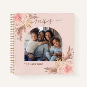Foto van de familie pampas gras roze florals notitieboek