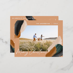 Foto van de groene terracotta moderne minimale wat folie feestdagen briefkaart
