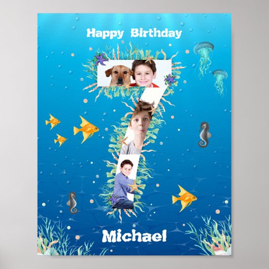 Foto van de grote 7e verjaardag onder het Zee Poster (Voorkant)