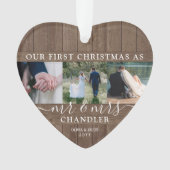 Foto van de heer & Mrs. 4 Eerste Kerstmis Rustic F Ornament (voorkant)