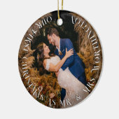Foto van de heer & Mrs. First Square Simple Text C Keramisch Ornament (Links)