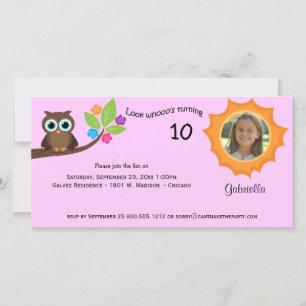 Foto van de Kinderpartij Owl Roze achtergrond uitn