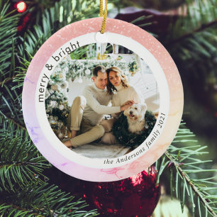 Foto van de kleurrijke glitter Merrie en helderh Keramisch Ornament