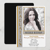 Foto van de Modern Gray Gold Graduation Party Afst Kaart (Voorkant / Achterkant)