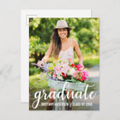 Foto van de moderne Afstuderen Aankondigingskaart (Voorkant / Achterkant)