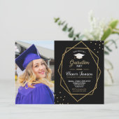 Foto van de moderne Black Gold Geometric Gradution Kaart (Staand voorkant)