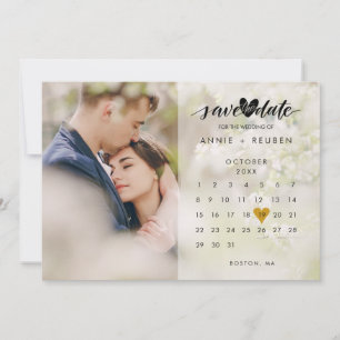Foto van de moderne Calendar Gold Love Heart Save The Date