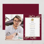 Foto van de moderne Greenery Burgundy Graduation P Kaart (Voorkant / Achterkant)
