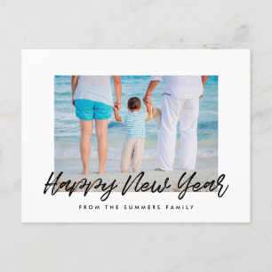 Foto van de moderne Happy New Year-vakantiefamilie Briefkaart