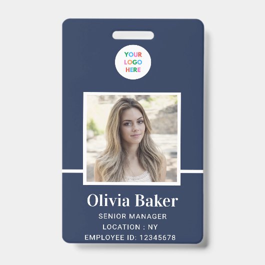 Foto van de moderne Navy Blue Logo Security Employ Badge (Front)