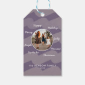 Foto van de moderne Paarse kerstgewas Cadeaulabel (Voorkant)