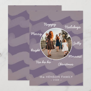 Foto van de moderne Paarse kerstgewas Feestdagenkaart