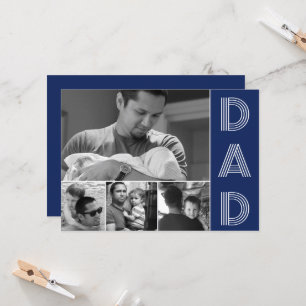 Foto van de moderne Pap Navy Blue Fathers Day Foto Kaart