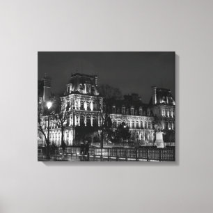 Foto van de moderne Parisiaanse nacht in de stad Canvas Afdruk
