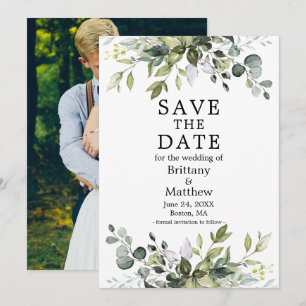 Foto van de moderne Waterverf botanische groen Save The Date