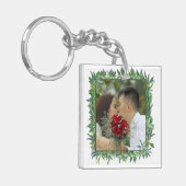 Foto van de moderne Waterverf Greenery Wedding Sleutelhanger (Voorkant Links)