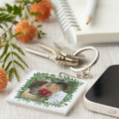 Foto van de moderne Waterverf Greenery Wedding Sleutelhanger (Voorkant Rechts)