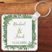 Foto van de moderne Waterverf Greenery Wedding Sleutelhanger (Achterkant)