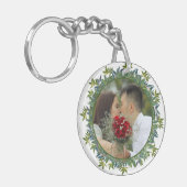 Foto van de moderne Waterverf Greenery Wedding Sleutelhanger (Voorkant Links)