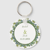 Foto van de moderne Waterverf Greenery Wedding Sleutelhanger (Achterkant)