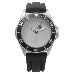 Foto van de moderne zwarte vliegende vogelduif horloge