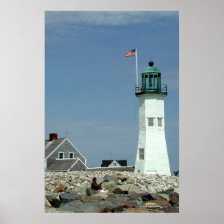 Foto van de oude Scituate vuurtoren Poster