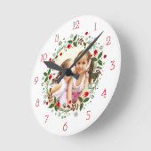 Foto van de rode kerstfeestdag ronde klok (Hoek)