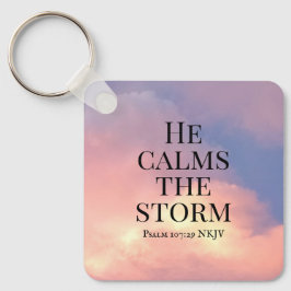 Foto van de roze hemel Hij kalmeert de Bijbelversi Sleutelhanger