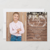 Foto van de Rustic String Lights eerste Heilige Co Bedankkaart (Voorkant)