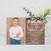 Foto van de Rustic String Lights eerste Heilige Co Bedankkaart (Staand voorkant)