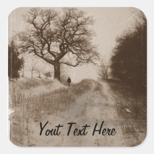 foto van de sneeuwscène in de atmosfeer vierkante sticker