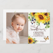 Foto van de uitnodiging van de kleine zonbloem (Voorkant / Achterkant)