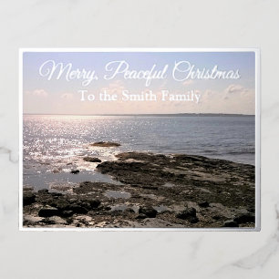 Foto van de vreedzame Atlantische Oceaan Kerstmis Folie Feestdagen Briefkaart