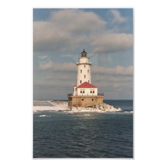 Foto van de vuurtoren van Lake Michigan Afdruk (Voorkant)