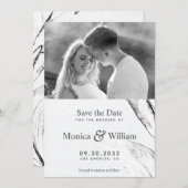 Foto van de zwarte en witte moderne grafische afdr save the date (Voorkant / Achterkant)
