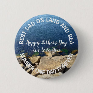 Foto van Deep Blue Ocean Best Dad Vaderdag Ronde Button 5,7 Cm