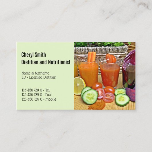 Foto van Dietitian Vegetable fruit Visitekaartje (Voorkant)