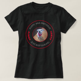 Foto van Dog Smiling Birthday 40 Black en Red T-shirt